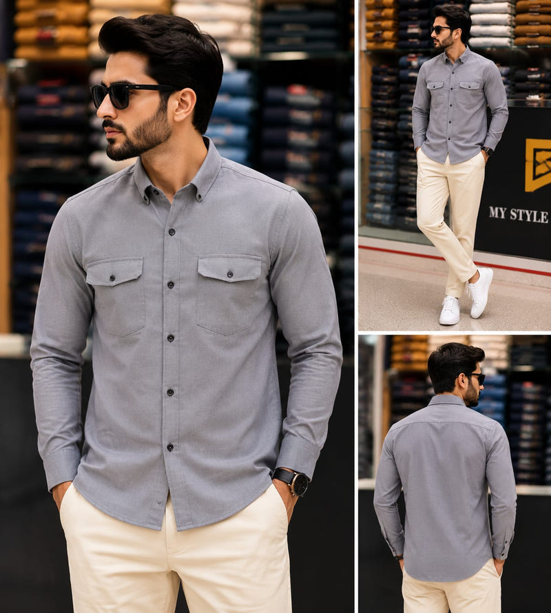 Grey Check Premium Shirt | Born Leader – My Store